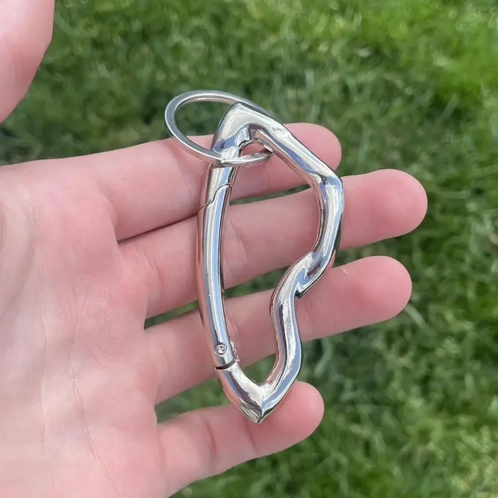 Silver carabiner Y2K keychain grunge design